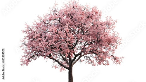 Sakura tree in spring isolated on white background : Generative AI