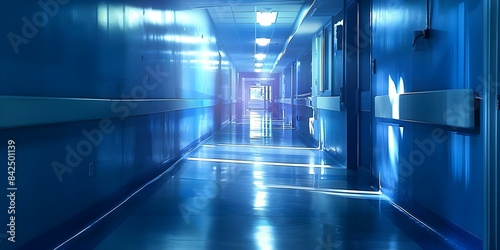 Hospital hallway in shadows with dead end. Concept Hospital Hallway, Shadows, Dead End © Anastasiia