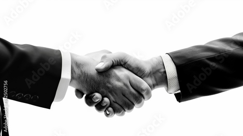 Professional Businessmen Shaking Hands in Agreement on White Background - Close-Up of Corporate Handshake, Trust and Partnership