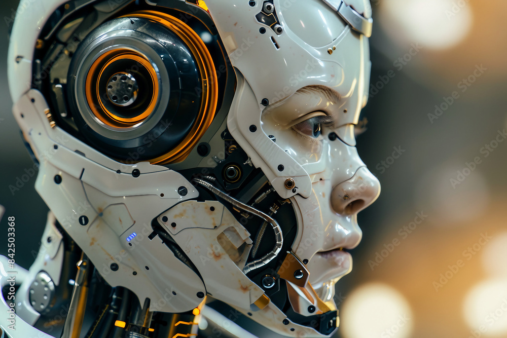 Generative AI creative picture Robot cyborg in activities of daily life routine living together with people Generative AI creative picture Robot cyborg in activities of daily life routine living together with people