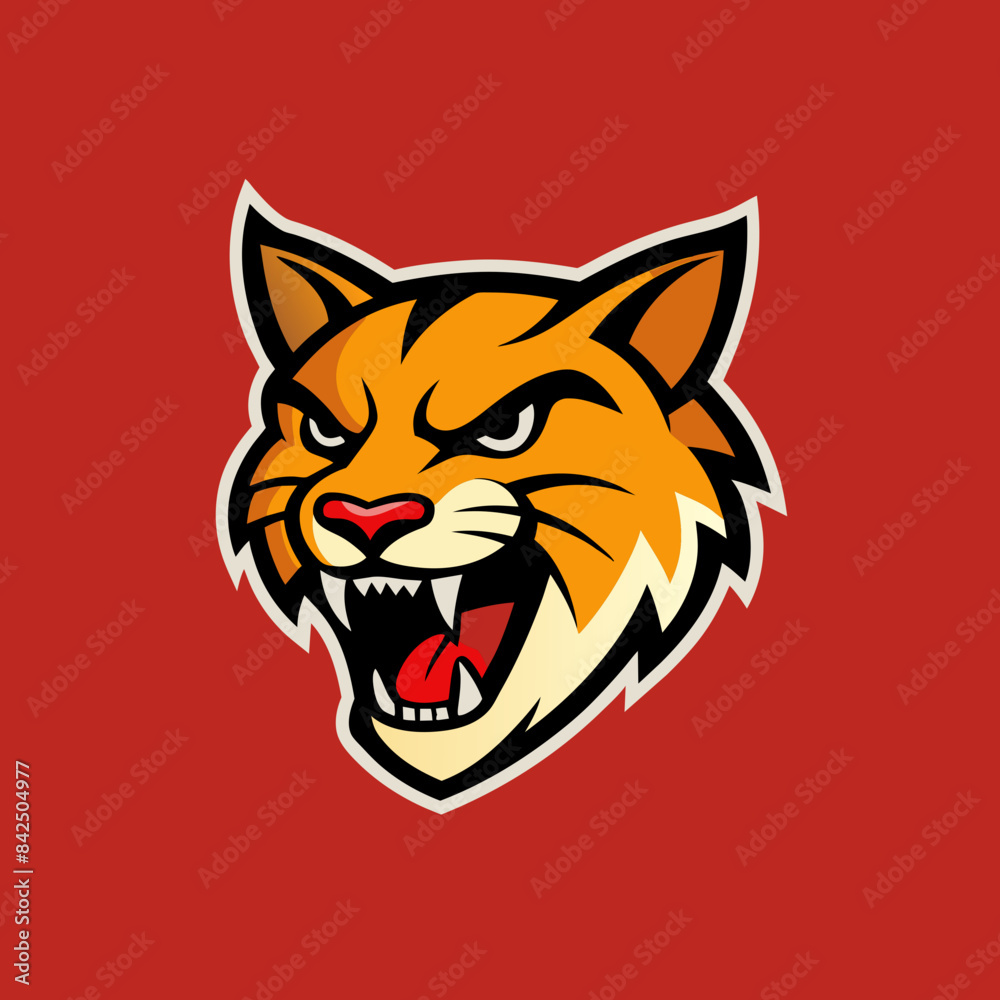 Striking Sports Logo of a Snarling Wildcat in Profile Striking Sports Logo of a Snarling Wildcat in Profile