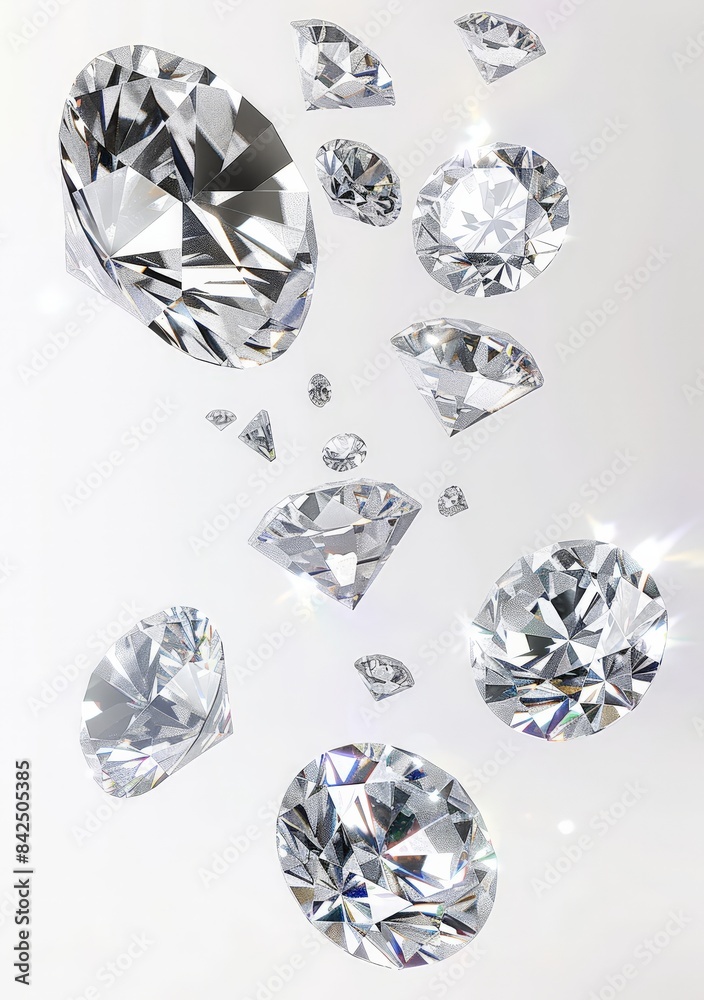 Captivating imagery of diamonds floating in air, ideal for luxury and jewelry themes. Captivating imagery of diamonds floating in air, ideal for luxury and jewelry themes.