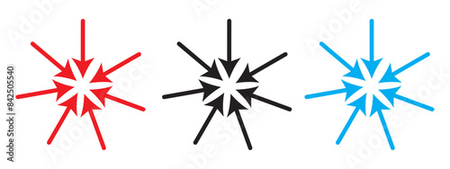 Inward arrow icon vector. Four Arrows icon sign symbol vector. Set of Arrow pointing centre.