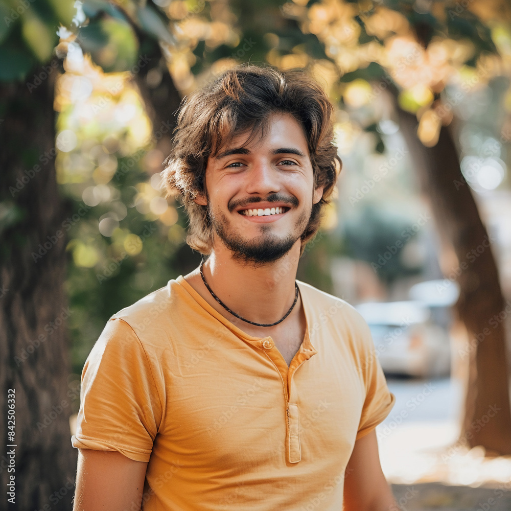 Attractive smiling Caucasian man standing during mid-day Attractive smiling Caucasian man standing during mid-day