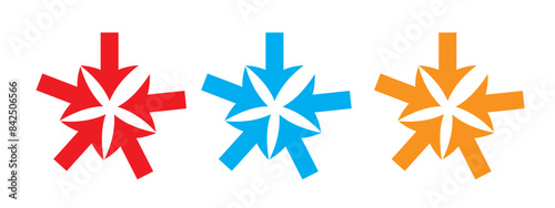Arrows outward and arrow inward icon symbol vector illustration.