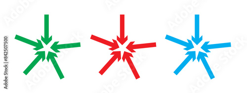 Arrows outward and arrow inward icon symbol vector illustration.