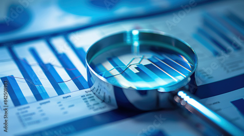 Wallpaper Mural A magnifying glass over financial charts and graphs Torontodigital.ca