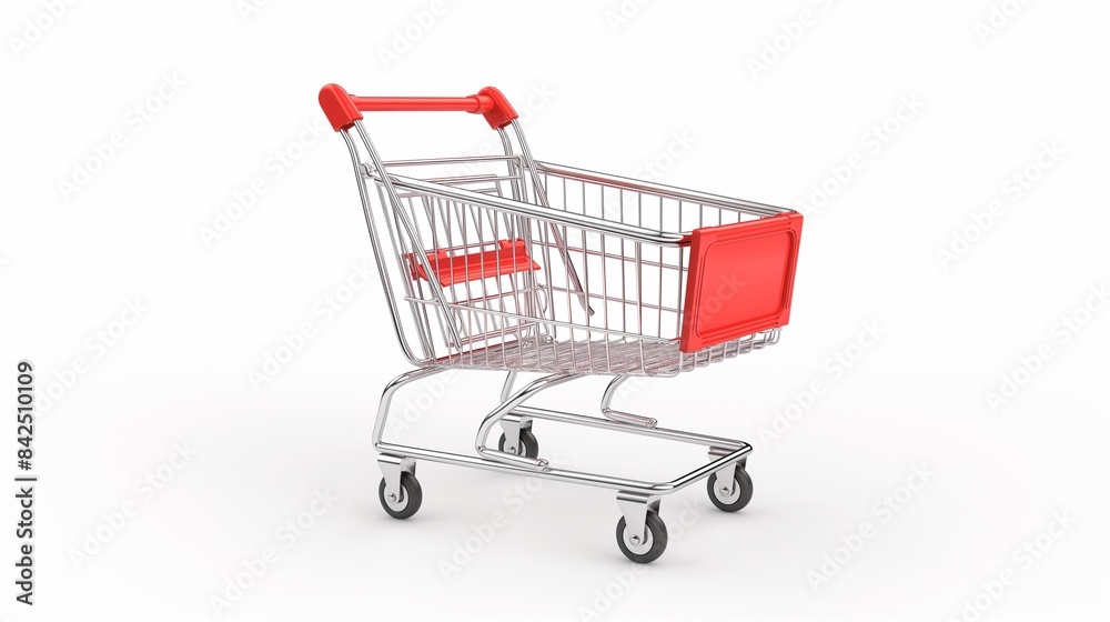 Vertical Image Of A Shopping Cart On A White Background. Vertical Image Of A Shopping Cart On A White Background.