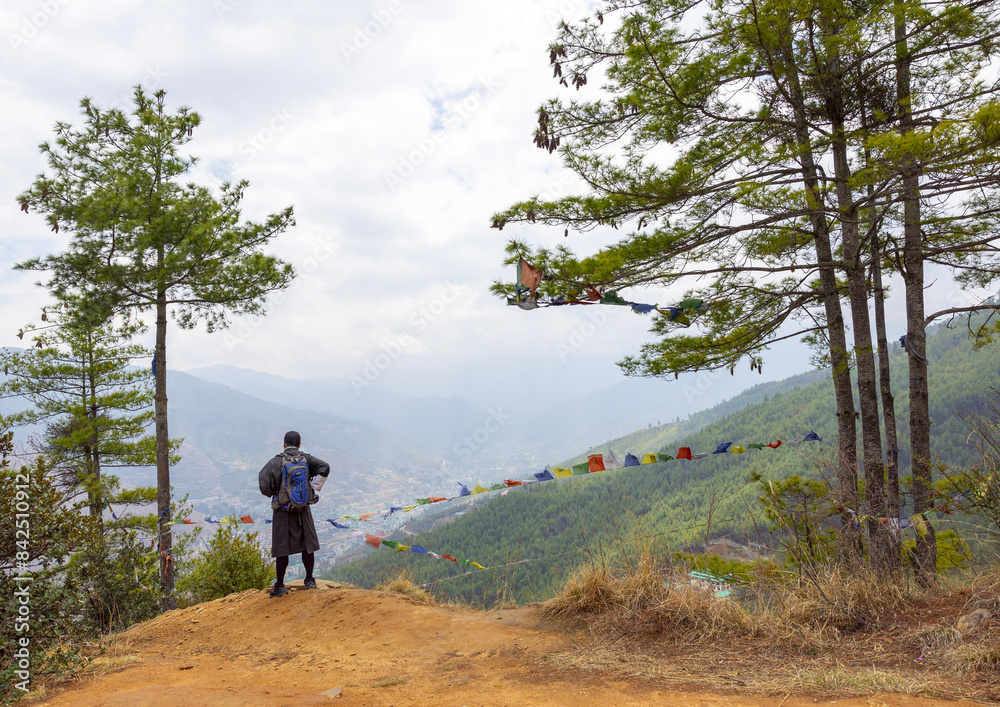Bhutanese man in Kuenselphodrang Nature Park, Chang Gewog, Thimphu, Bhutan Bhutanese man in Kuenselphodrang Nature Park, Chang Gewog, Thimphu, Bhutan