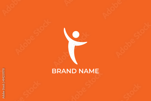 happy man wellness logo, happy man jumping logo, letter i wellness company logo, logomark, yoga and gym logo