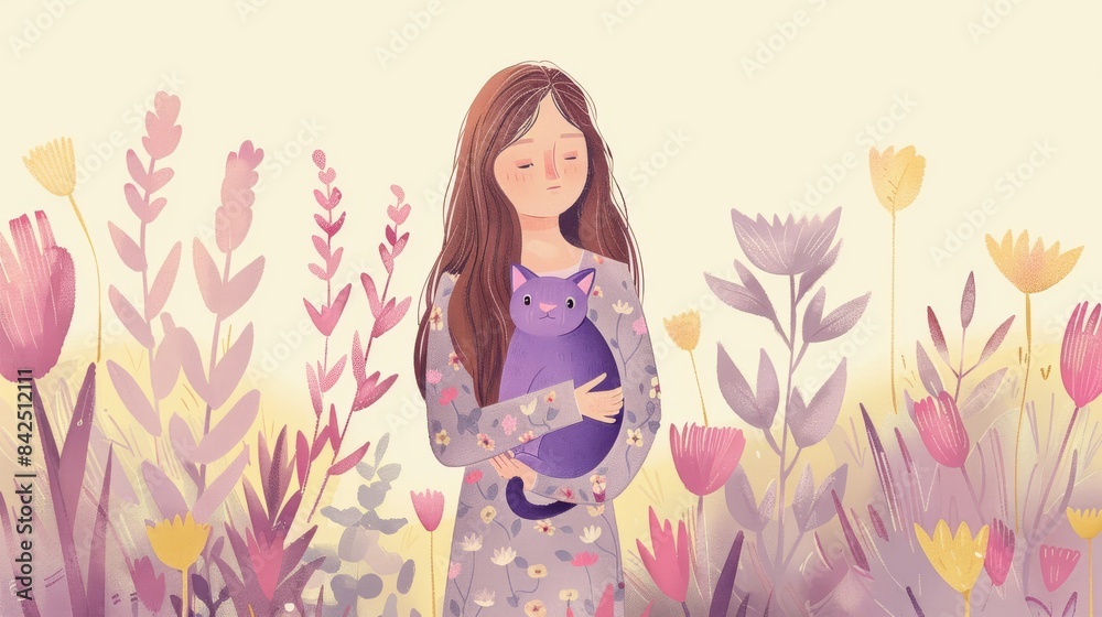 Girl wearing pajamas holding a doll Girl wearing pajamas holding a doll