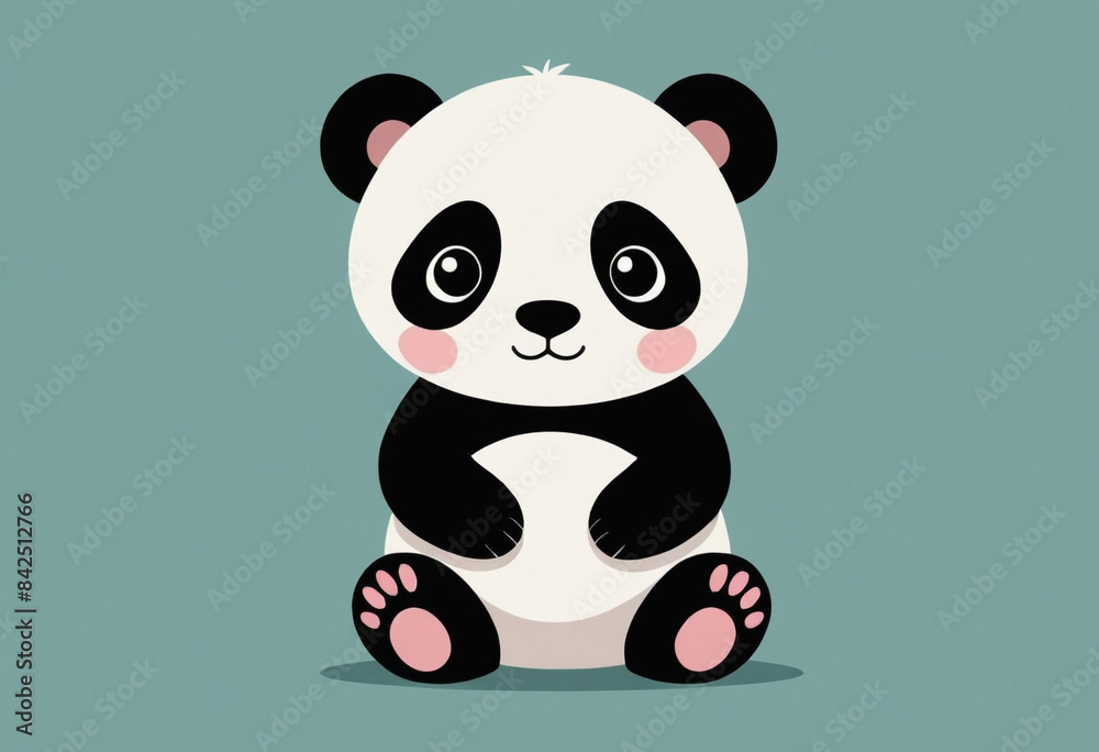 Naklejka premium Art, vector illustrations, minimalism, cute panda