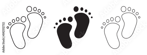 Set of human footprints icons. Family feet prints. footprint icons. foot print vector illustration set . Father mother and child steps. Man woman and baby walk symbol. eps 10