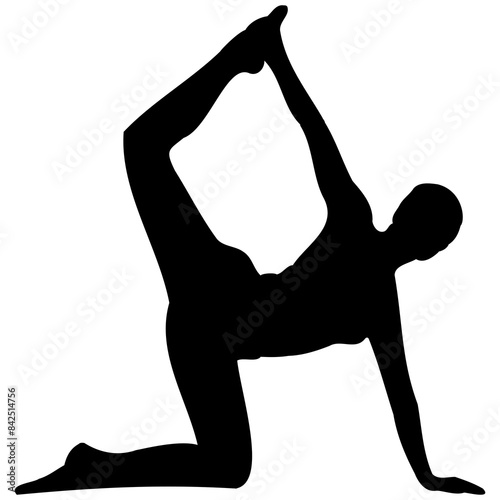 Yoga Woman Silhouette.Silhouettes of woman sitting with legs crossed in padmasana with arms in different positions. Yoga pose for relaxation and meditation. Shapes of slime.the illustration on the the