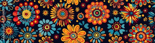 colorful hispanic heritage pattern banner background