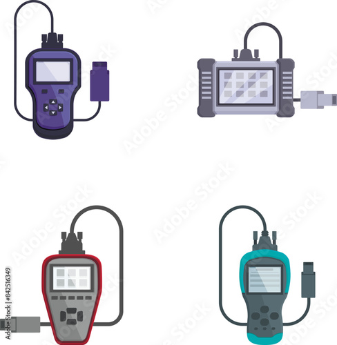 Illustration featuring different styles of digital multimeters used for electronic measurements