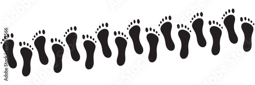 Footprint icon. Barefoot footprints, shoe prints. Collection of black symbols