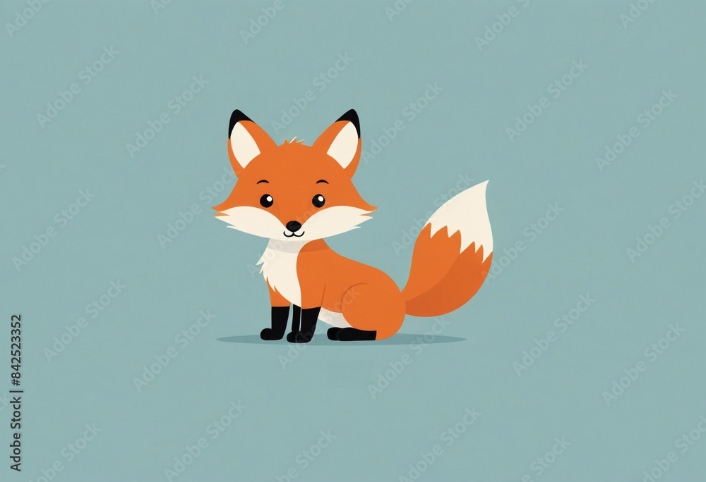 Obraz premium Art, vector illustrations, minimalism, cute fox