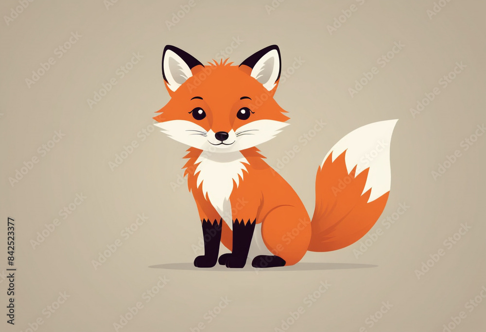 Obraz premium Art, vector illustrations, minimalism, cute fox