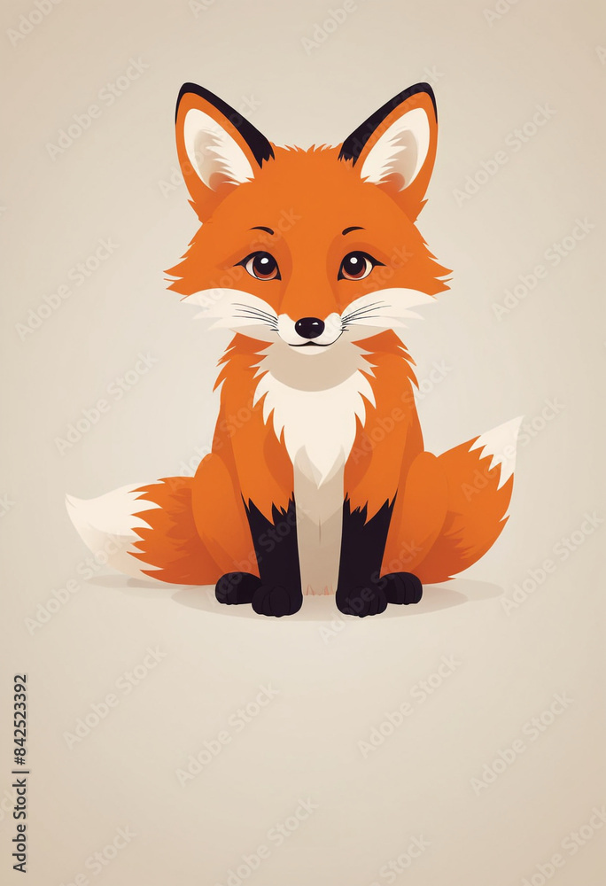 Obraz premium Art, vector illustrations, minimalism, cute fox