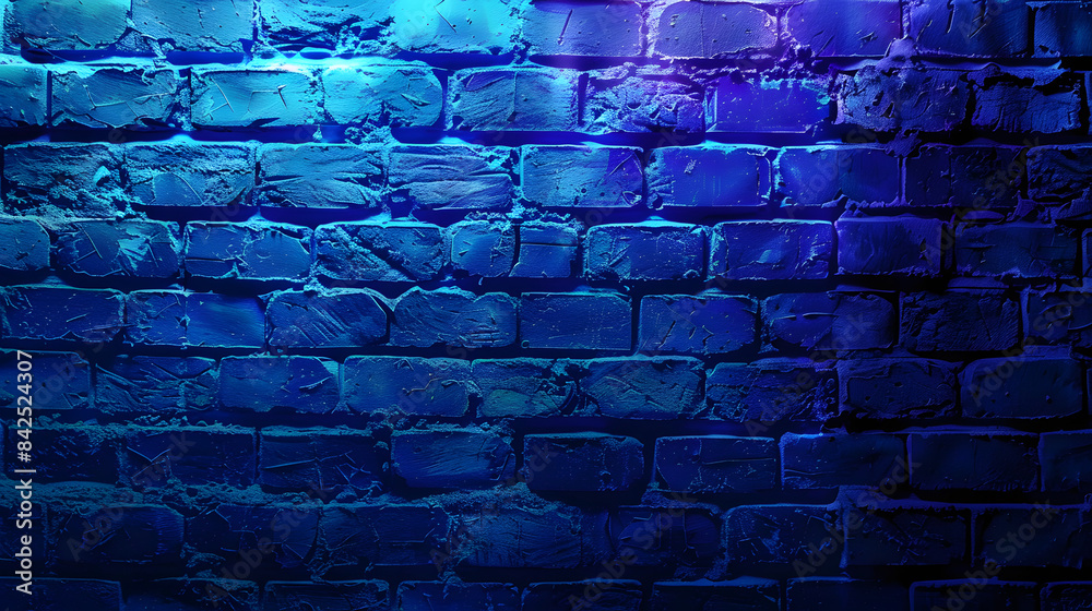 blue neon colors, with blue bricks in the background blue neon colors, with blue bricks in the background