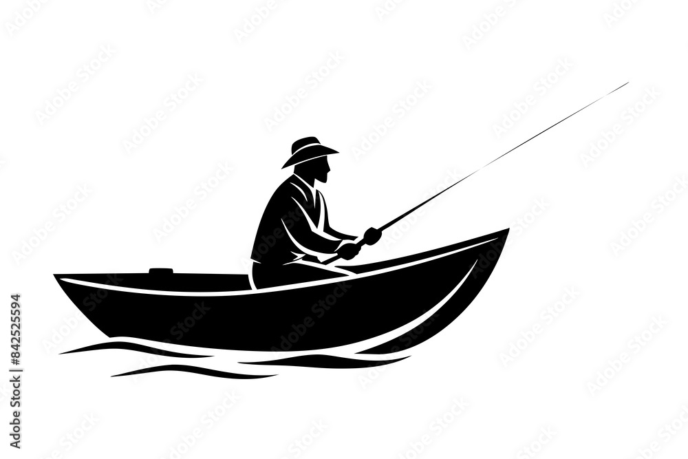 fisherman in a boat silhouette vector illustration fisherman in a boat silhouette vector illustration