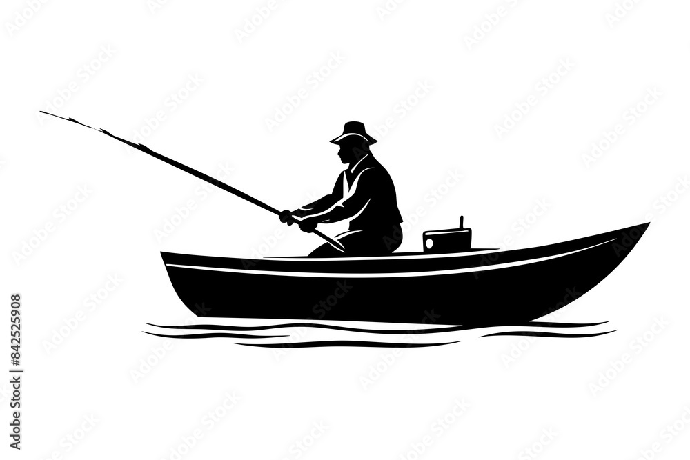 fisherman in a boat silhouette vector illustration fisherman in a boat silhouette vector illustration