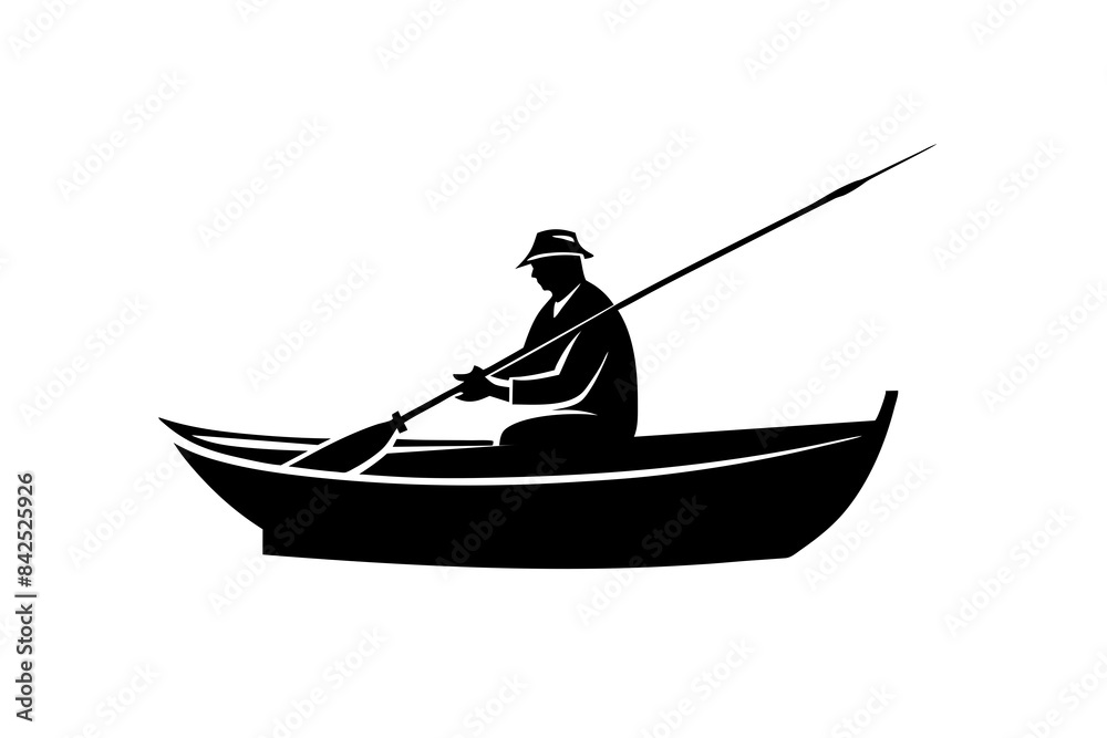 fisherman in a boat silhouette vector illustration fisherman in a boat silhouette vector illustration