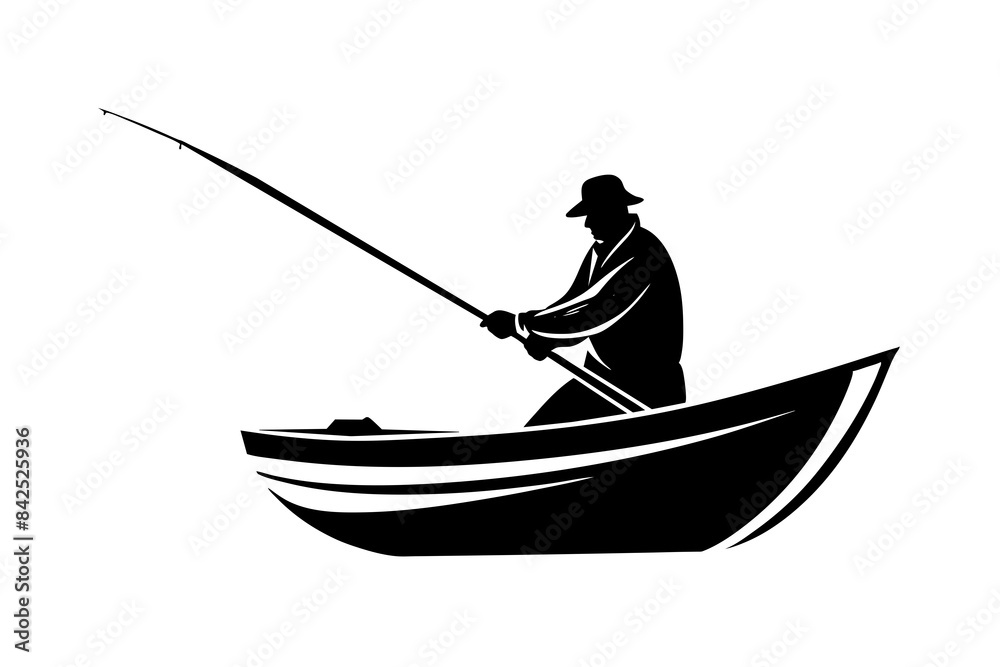 fisherman in a boat silhouette vector illustration fisherman in a boat silhouette vector illustration