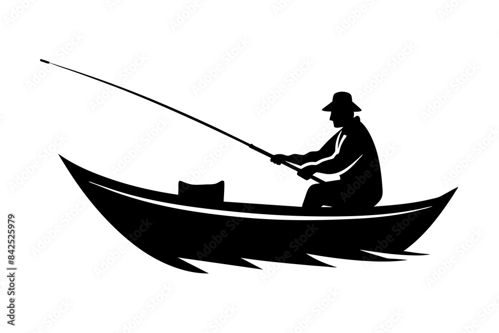 fisherman in a boat silhouette vector illustration fisherman in a boat silhouette vector illustration