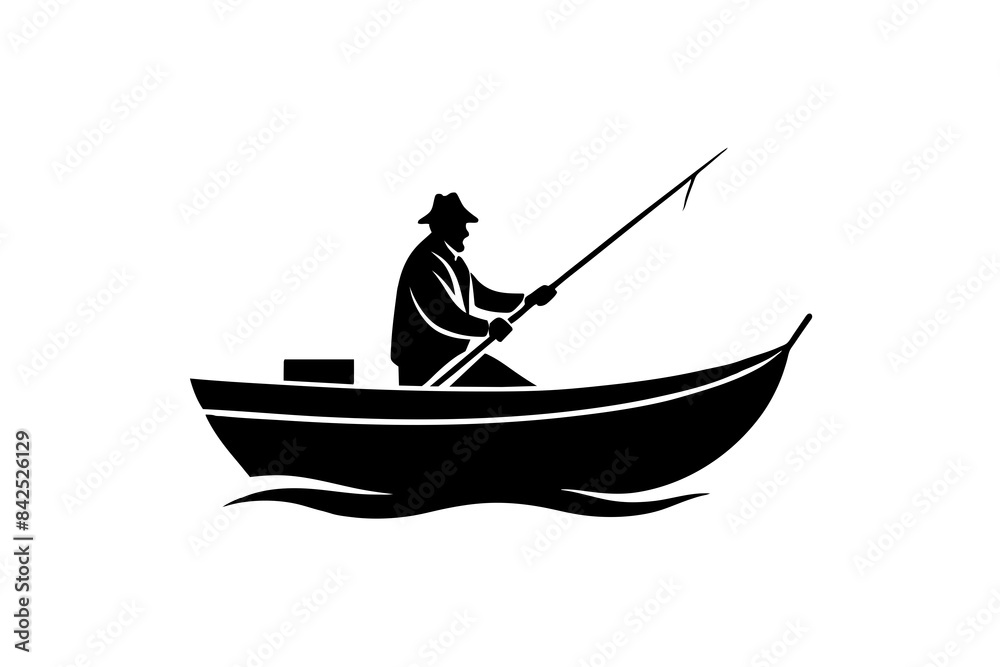 fisherman in a boat silhouette vector illustration fisherman in a boat silhouette vector illustration