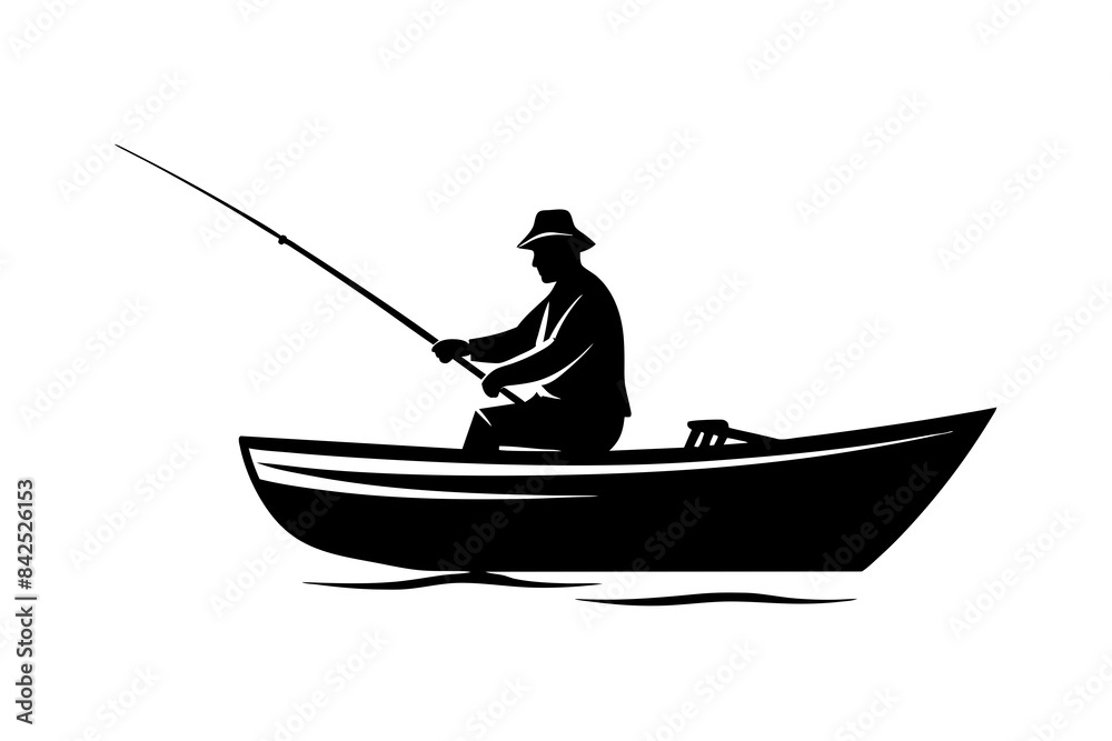 fisherman in a boat silhouette vector illustration fisherman in a boat silhouette vector illustration