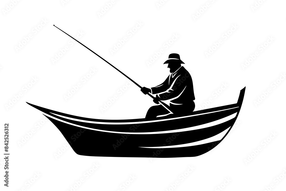 fisherman in a boat silhouette vector illustration fisherman in a boat silhouette vector illustration