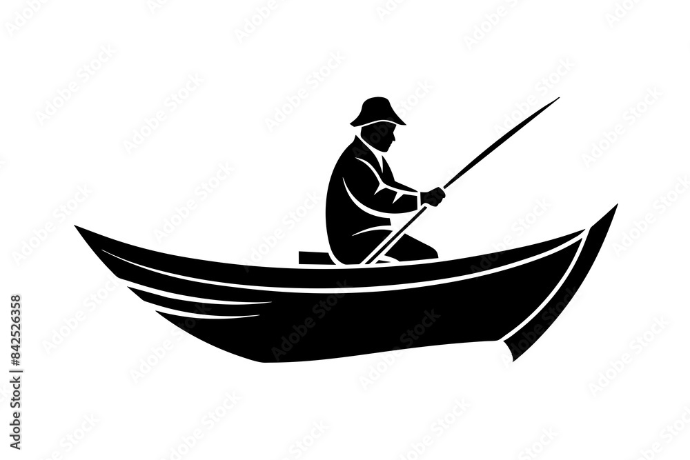 fisherman in a boat silhouette vector illustration fisherman in a boat silhouette vector illustration