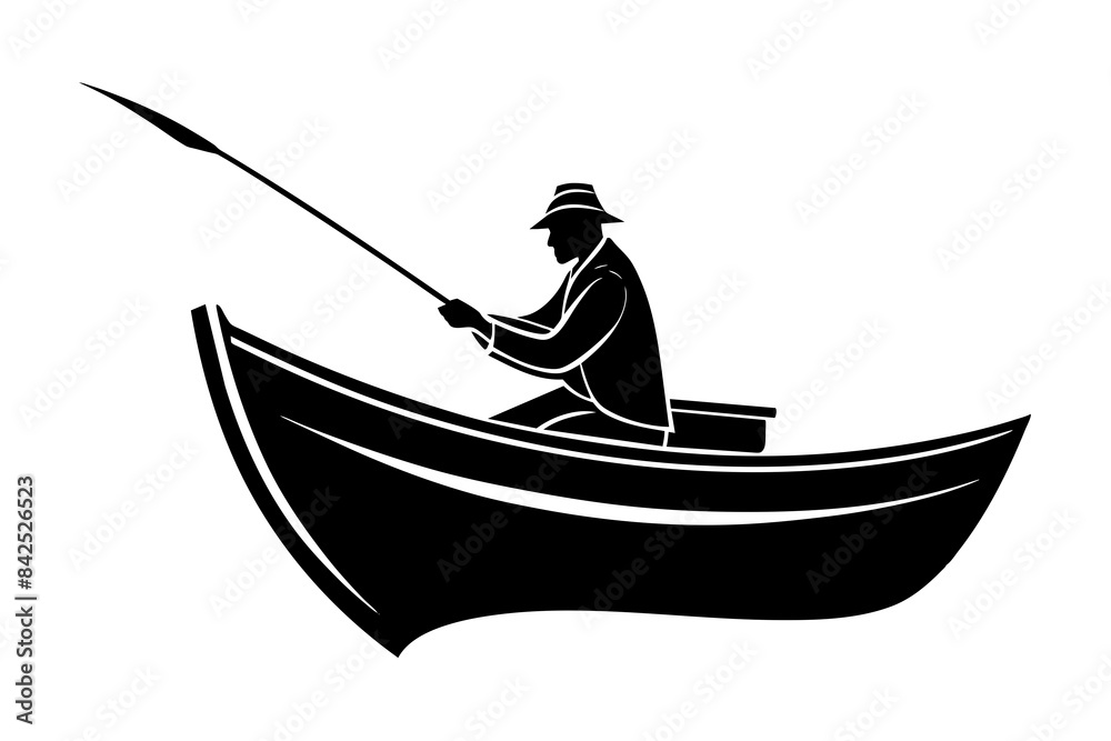 fisherman in a boat silhouette vector illustration fisherman in a boat silhouette vector illustration