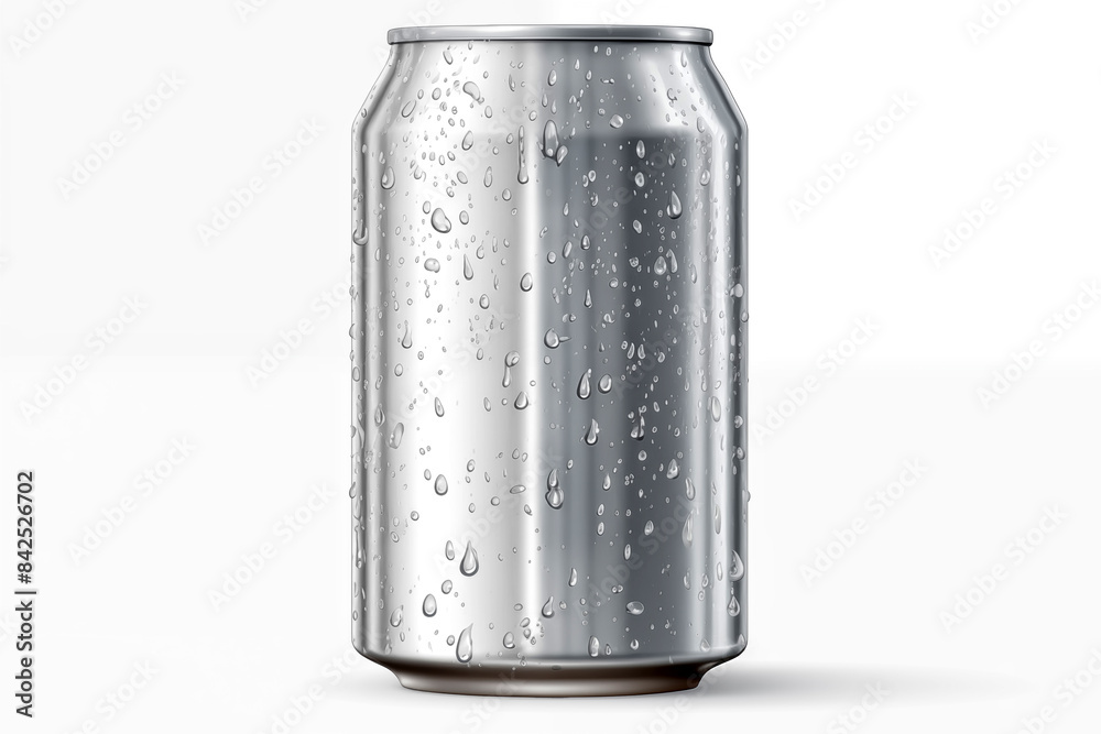 Aluminum can with water droplets isolated on white background, mockup Aluminum can with water droplets isolated on white background, mockup