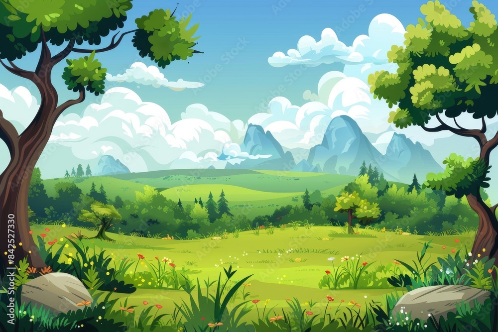 Naklejka premium Peaceful natural scenery for calming illustration designs