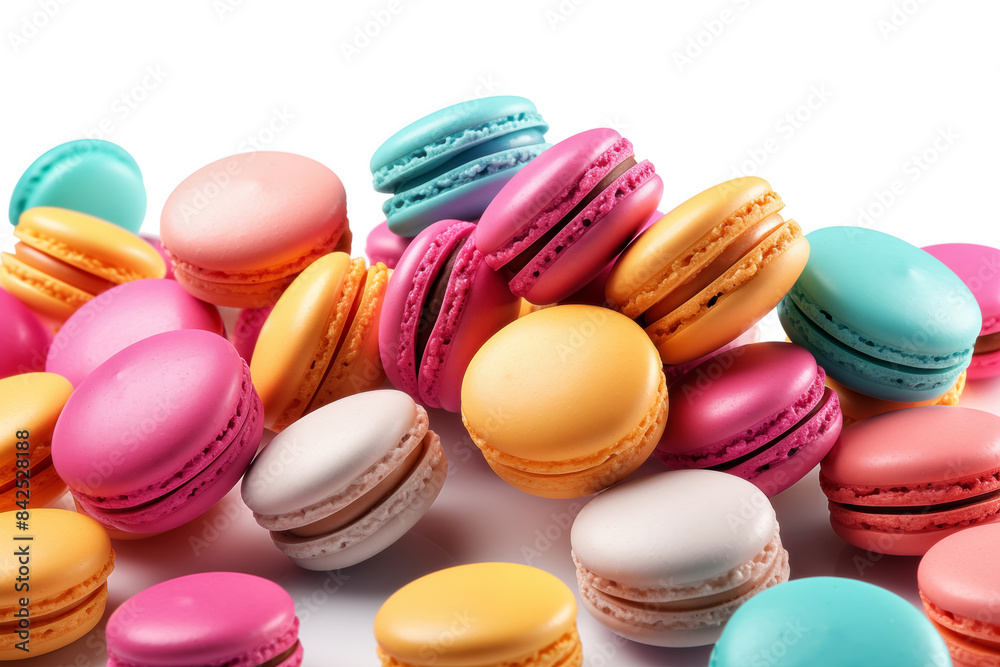 Colorful macarons on white background. Colorful macarons on white background.