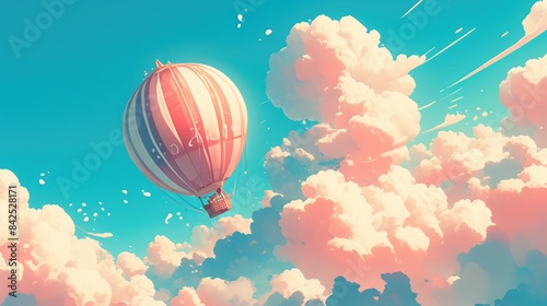 Picture a whimsical doodle of a hot air balloon icon photo