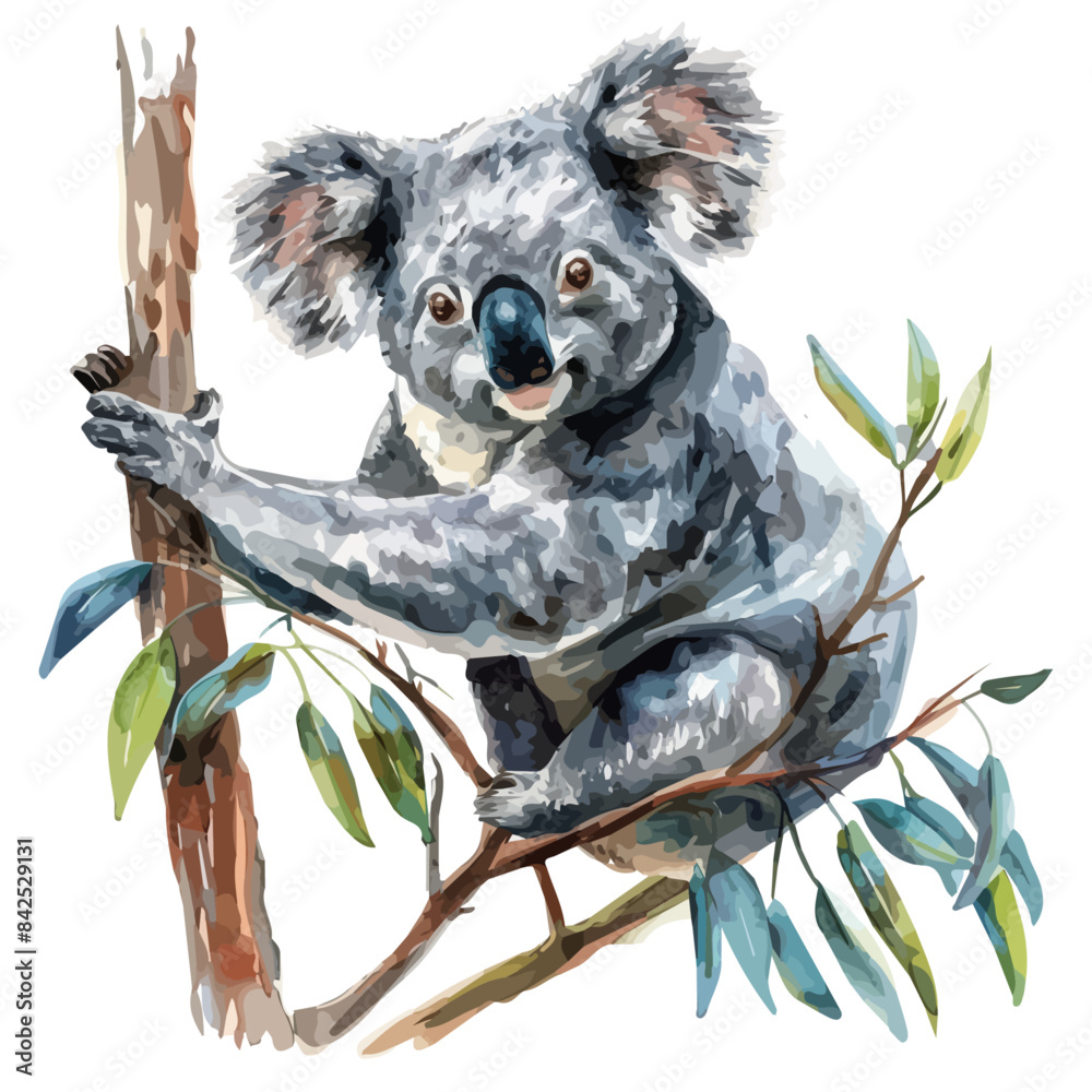 Watercolor clipart vector of a koala, isolated on a white background ...