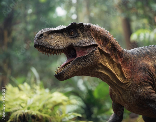 Un dinosauro, più grande degli altri, è mostrato mentre domina un'area aperta, in cerca di cibo.  © Nicola