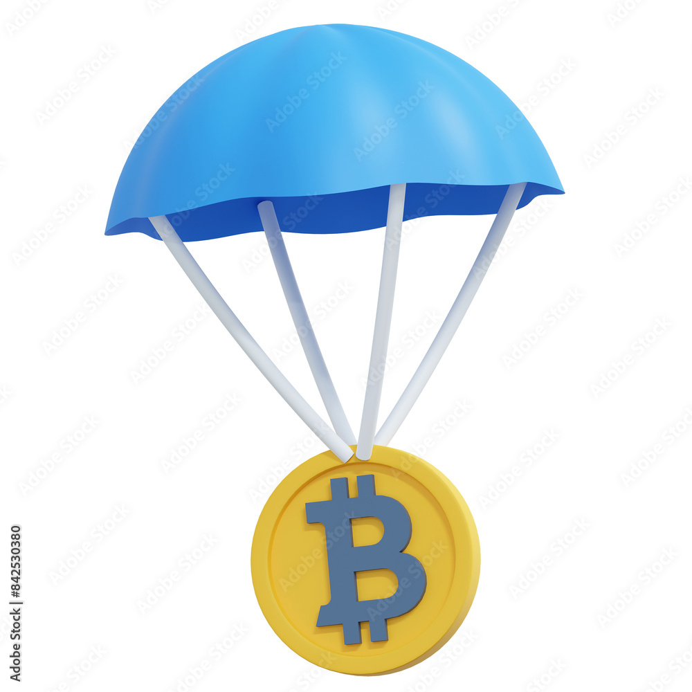 bitcoin airdrop 3d crypto icon illustration bitcoin airdrop 3d crypto icon illustration
