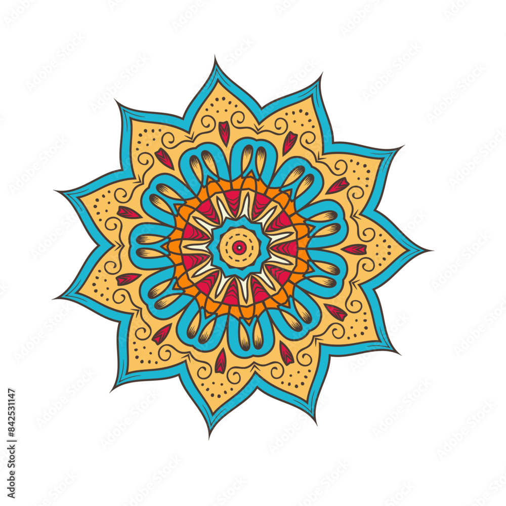Vector illustration of hand drawn Ethnic mandala isolated on white background 