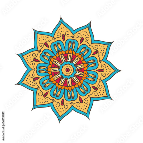 Vector illustration of hand drawn Ethnic mandala isolated on white background 