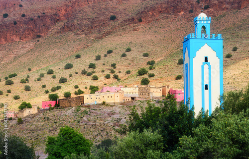 Obraz na płótnie A blue mosque in Madaw village, Souss-Massa region, Antiatlas mountains, Morocco w salonie