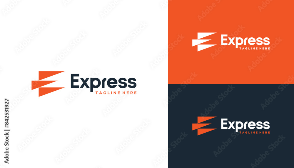 Initial Letter E with Fast Speed Motion For Delivery Distribution Transportation Logo Design Initial Letter E with Fast Speed Motion For Delivery Distribution Transportation Logo Design