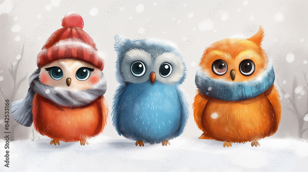 Fototapeta premium Children's book illustrations with cute characters.