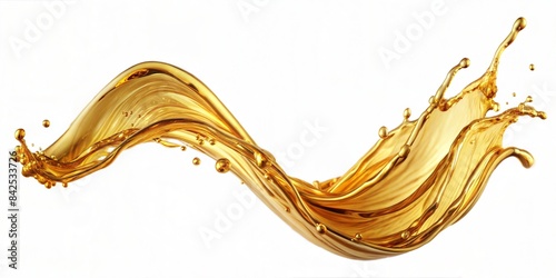 wave of liquid gold, white background photo