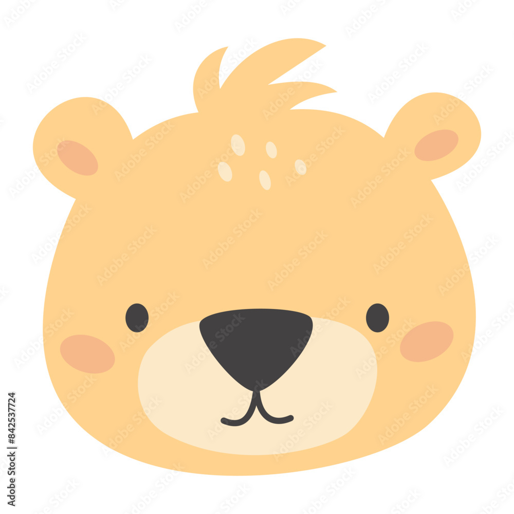 Flat vector illustration in a simple style. Cute bear face on white background . Vector illustration Flat vector illustration in a simple style. Cute bear face on white background . Vector illustration