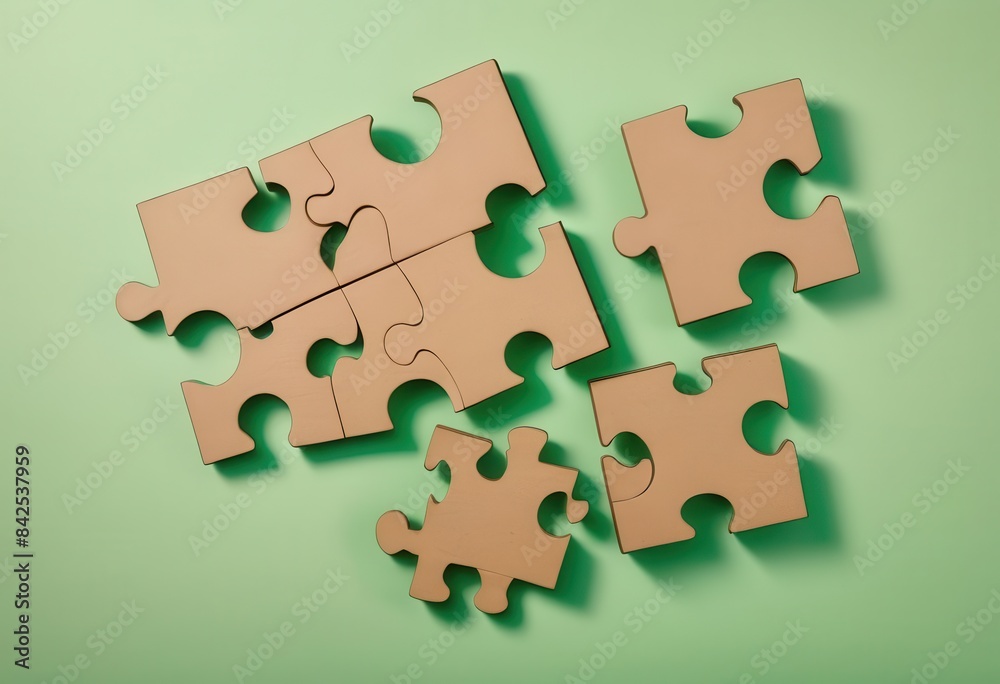 Fototapeta premium four pieces of a puzzle on a green background